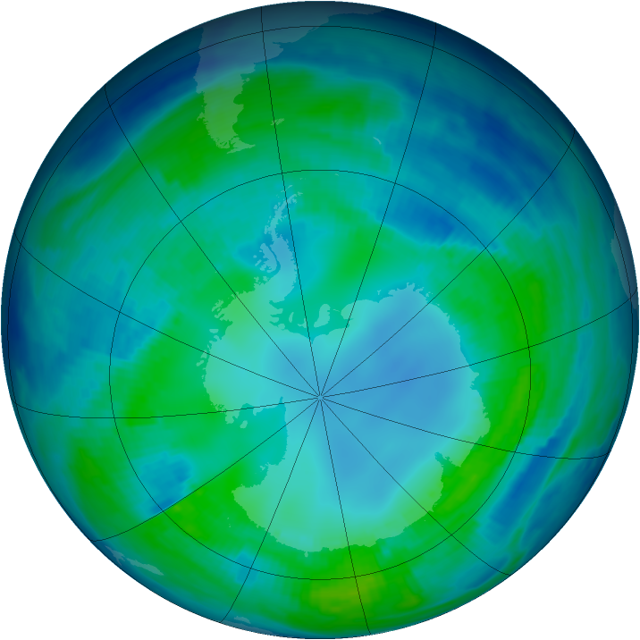 Antarctic ozone map for 01 May 1997